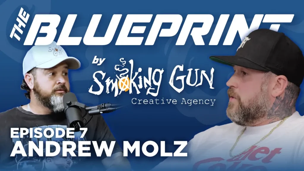 Podcast thumbnail for The Blueprint, including host Brandon Adams and guest Andrew Molz