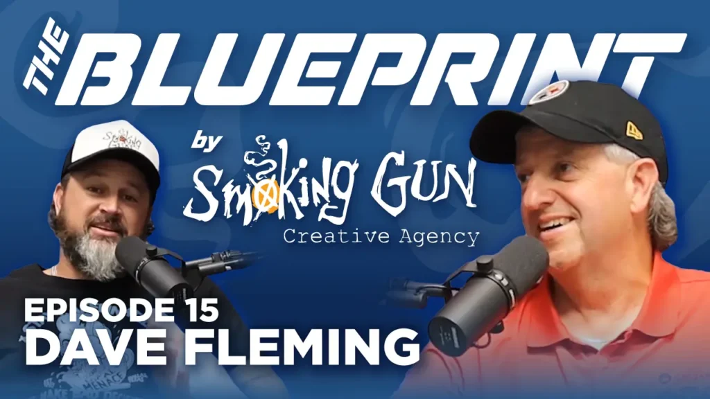 Podcast thumbnail for The Blueprint, including host Brandon Adams and guest Dave Fleming
