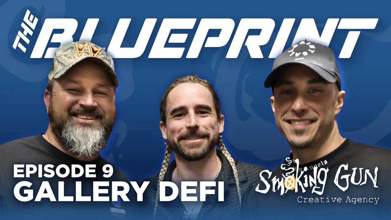 Podcast thumbnail for The Blueprint, including host Brandon Adams and guests Travis McCann and Kyle Sauter