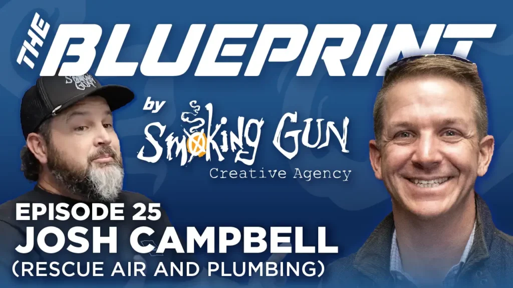 Podcast thumbnail for The Blueprint, including host Brandon Adams and guest Josh Campbell