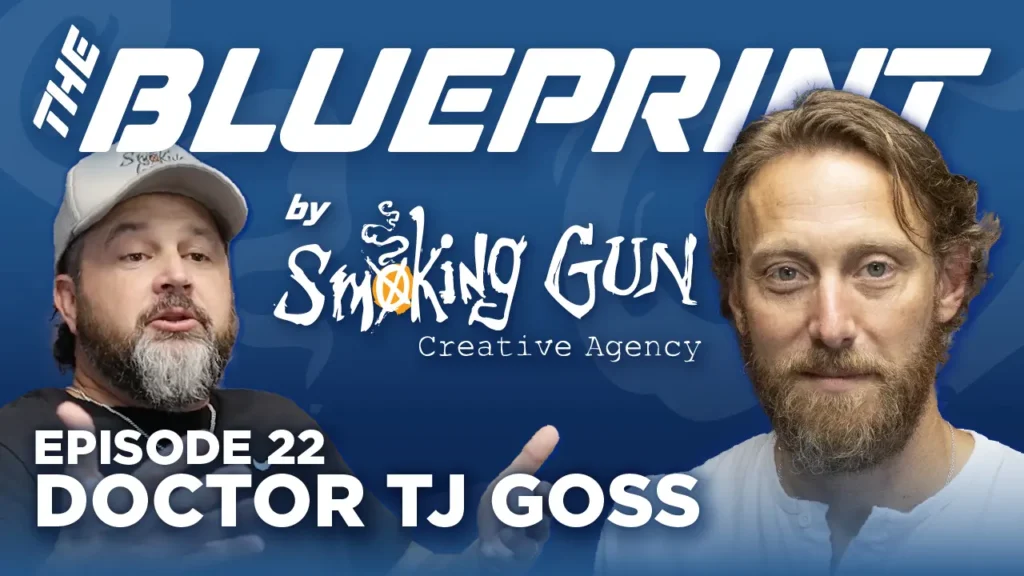 Podcast thumbnail for The Blueprint, including host Brandon Adams and guest Dr TJ Goss