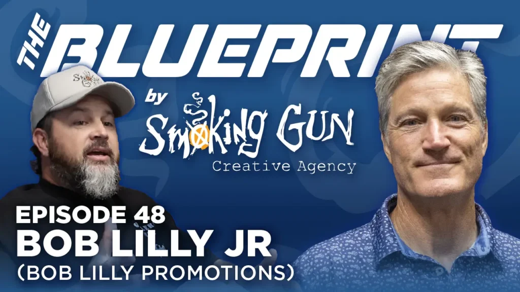Podcast thumbnail for The Blueprint, including host Brandon Adams and guest Bob Lilly Jr