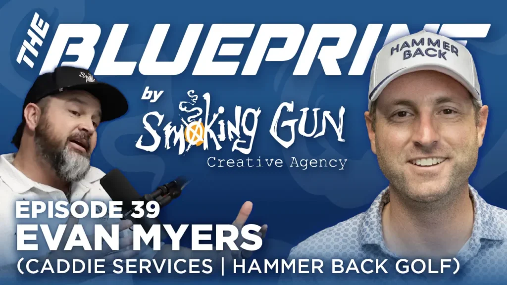 Podcast thumbnail for The Blueprint, including host Brandon Adams and guest Evan Myers
