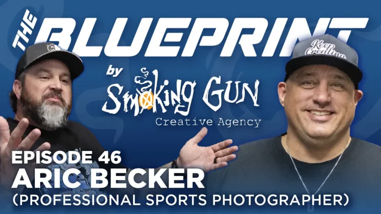 Podcast thumbnail for The Blueprint, including host Brandon Adams and guest Aric Becker