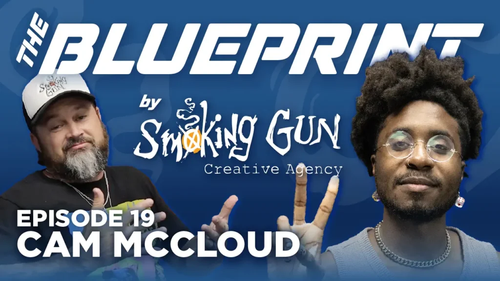 Podcast thumbnail for The Blueprint, including host Brandon Adams and guest Cam McCloud