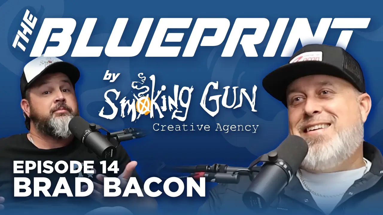 Podcast thumbnail for The Blueprint, including host Brandon Adams and guest Brad Bacon