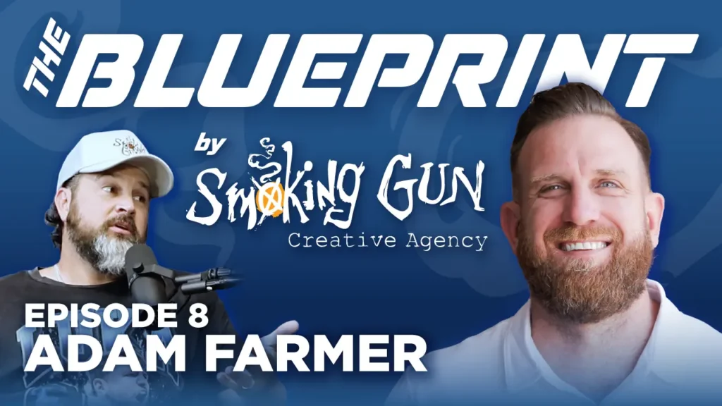 Podcast thumbnail for The Blueprint, including host Brandon Adams and guest Adam Farmer