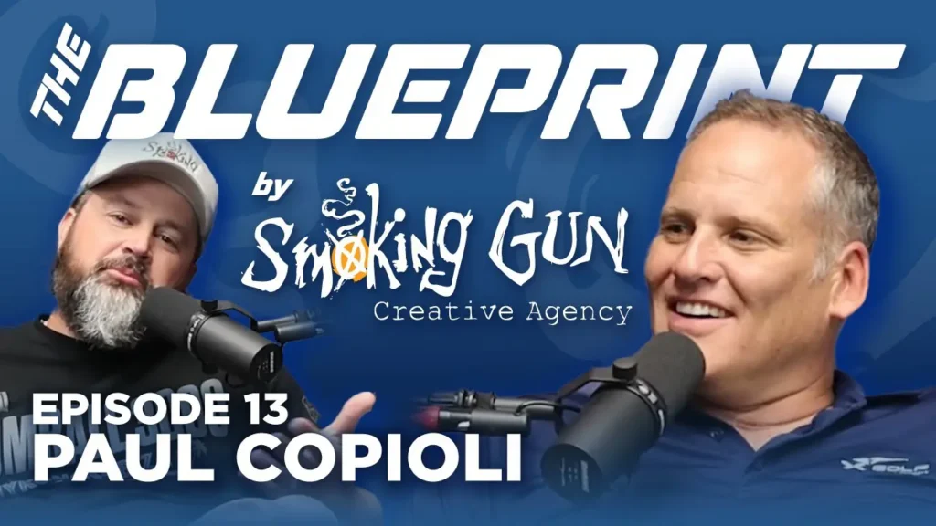 Podcast thumbnail for The Blueprint, including host Brandon Adams and guest Paul Copioli