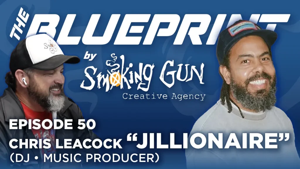 Podcast thumbnail for The Blueprint, including host Brandon Adams and guest Chris Leacock AKA Jillionaire