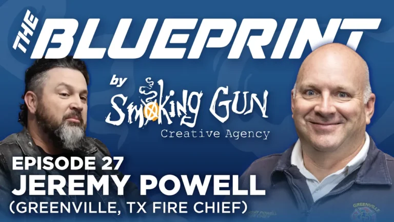 Podcast thumbnail for The Blueprint, including host Brandon Adams and guest Jeremy Powell