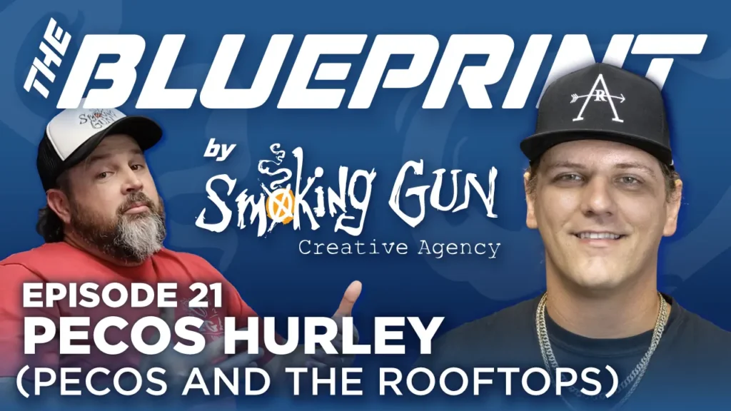 Podcast thumbnail for The Blueprint, including host Brandon Adams and guest Pecos Hurley