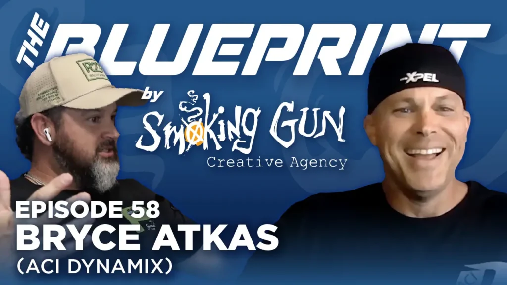 Thumbnail for The Blueprint podcast by Smoking Gun Creative Agency featuring host Brandon Adams and guest Bryce Atkas