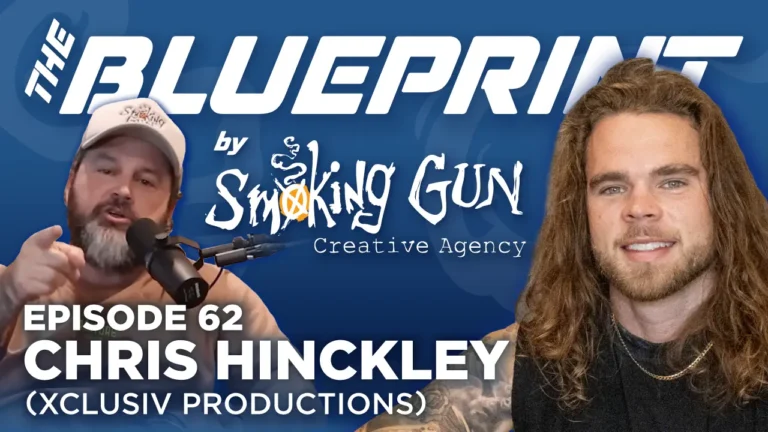 Podcast thumbnail for The Blueprint by Smoking Gun Creative Agency, featuring host Brandon Adams and guest Chris Hinckley