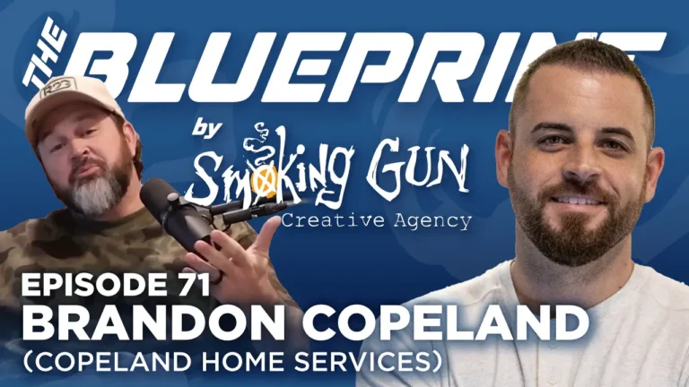 Podcast thumbnail for The Blueprint by Smoking Gun Creative Agency, featuring guest Brandon Copeland and host Brandon Adams