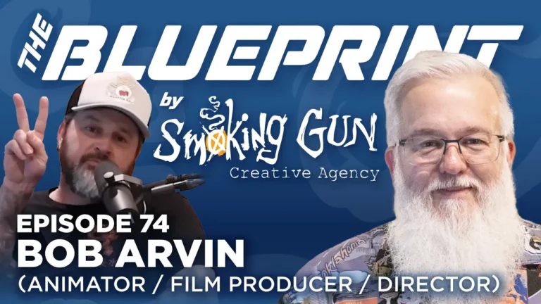 Podcast thumbnail for The Blueprint by Smoking Gun Creative Agency, featuring host Brandon Adams and guest Bob Arvin