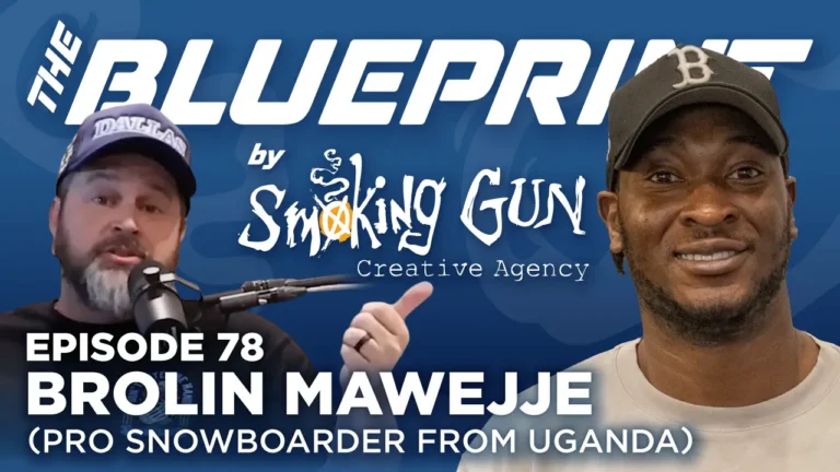 Thumbnail for the Blueprint podcast by Smoking Gun Creative Agency featuring host Brandon Adams and guest Brolin Mawejje