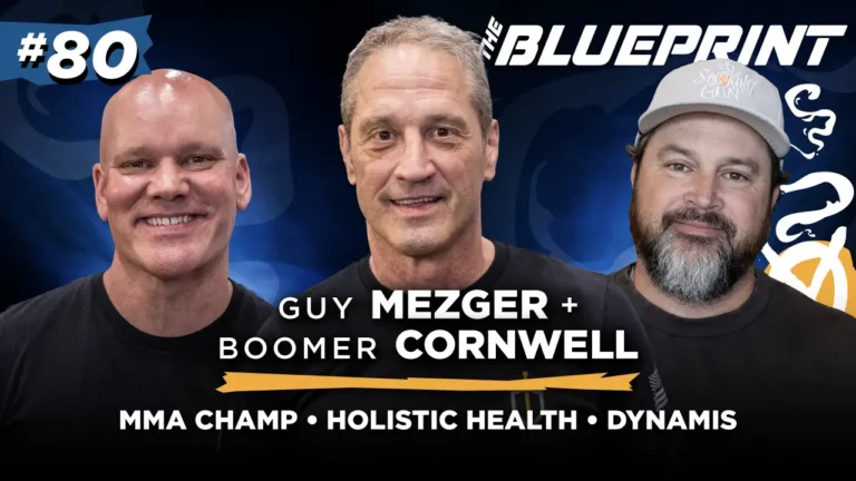 Podcast thumbnail for The Blueprint by Smoking Gun featuring guests Guy Mezger and Boomer Cornwell, Dynamis Health Coach, and Brandon Adams